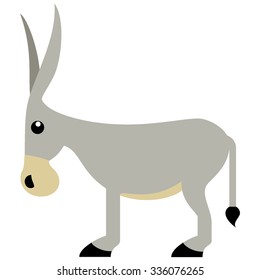 Vector illustration of a cute donkey. Illustrator 8 and global color. Easy edit.