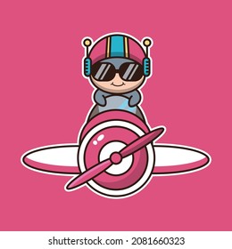 vector illustration of cute donkey ride a plane, suitable for children's books, birthday cards, valentine's day.