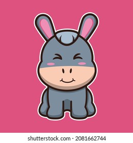 vector illustration of cute donkey , suitable for children's books, birthday cards, valentine's day.