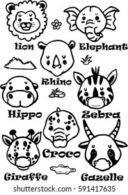 vector illustration of cute doodle african animal