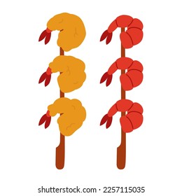 Vector illustration of cute  doodle asian food shrimp for print ,design, greeting card,sticker,icon