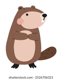 Vector illustration cute doodle beaver for digital stamp,greeting card,sticker,icon,design