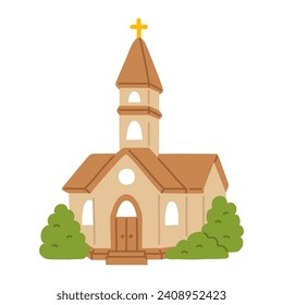 Vector illustration cute doodle church icon for digital stamp,greeting card,sticker,icon,Easter design