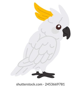 Vector illustration cute doodle cockatoo parrot for digital stamp,greeting card,sticker,icon, design