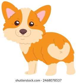Vector illustration cute doodle corgi puppy for digital stamp,greeting card,sticker,icon,design