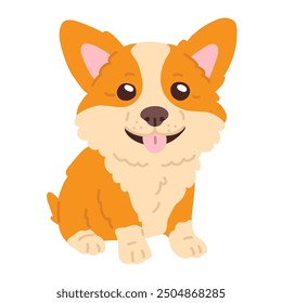 Vector illustration cute doodle corgi puppy for digital stamp,greeting card,sticker,icon,design