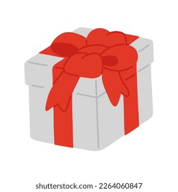 Ilustración vectorial de la caja de regalo de doodle lindo para sello digital, tarjeta de saludo, pegatina, icono,diseño