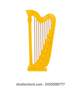 Vector illustration cute doodle harp for digital stamp,greeting card,sticker,icon, design