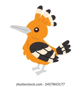 Vector illustration cute doodle hoopoe bird for digital stamp,greeting card,sticker,icon,design