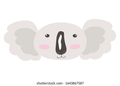 Vector illustration with cute doodle koala head wild animal for kids. Hand drawn graphic banner. Perfect for baby shower, postcard, label, brochure, flyer, page, banner design