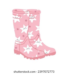 Vector illustration cute doodle patterned rainy boots for digital stamp,greeting card,sticker,icon, design
