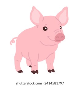 Vector illustration cute doodle pig for digital stamp,greeting card,sticker,icon,design