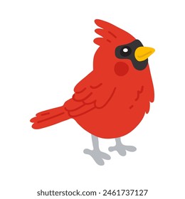 Vector illustration cute doodle red cardinal for digital stamp,greeting card,sticker,icon, design