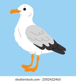 Vector illustration cute doodle seagull for digital stamp,greeting card,sticker,icon, design