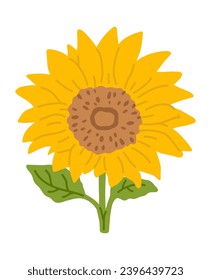 Vector illustration of cute doodle sunflower for digital stamp,greeting card,sticker,icon,design