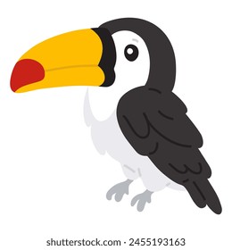 Vector illustration cute doodle toucan for digital stamp,greeting card,sticker,icon, design