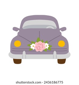 Vector illustration of cute doodle wedding car  for digital stamp,greeting card,sticker,icon,design