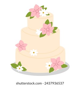 Vector illustration of cute doodle wedding cake for digital stamp,greeting card,sticker,icon,design