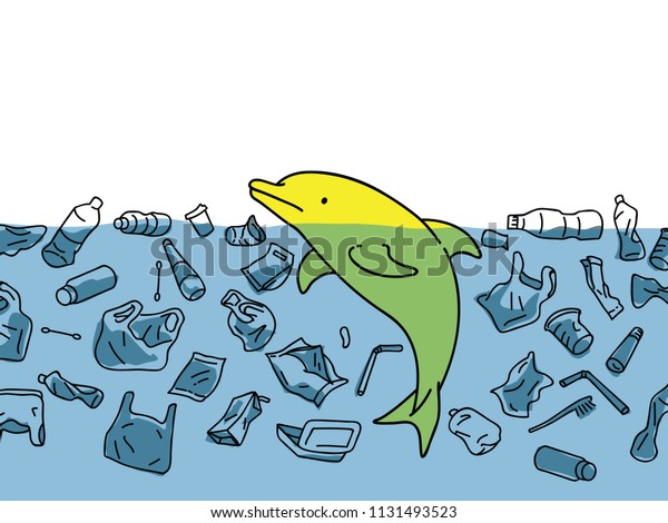 Vector Illustration Cute Dophin Sea Water Stock Vector (Royalty Free ...