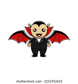 vector illustration of cute dracula with halloween wings