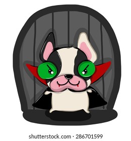 vector illustration of cute Dracula-bulldogs drawing style
