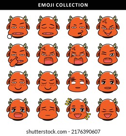 Vector Illustration of Cute Dragon Emoji Collection 