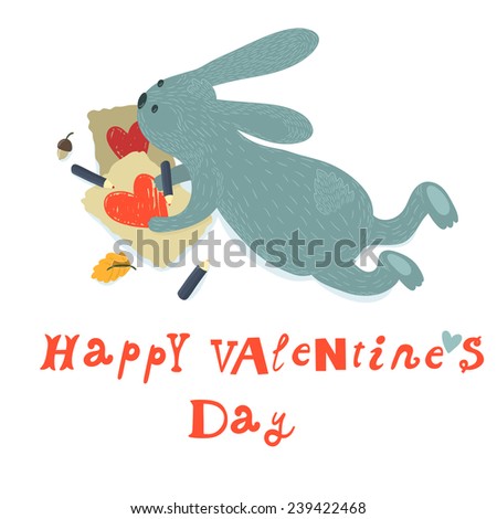 Download Vector Illustration Cute Drawing Bunny Text Stock Vector ...