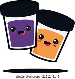 
vector illustration of a cute drink cartoon character, suitable for icons, logos, food mascots