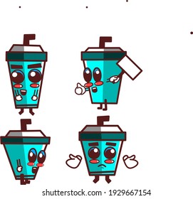 ilustración vectorial del paquete de vidrio de bebida lindo