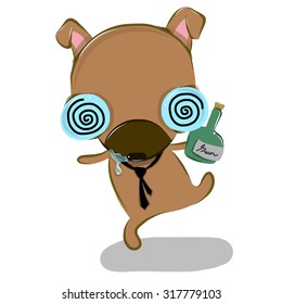 vector illustration of cute drink-thai-dog cartoon  drawing style