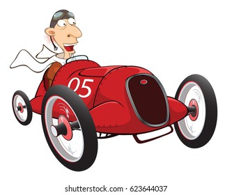 Vector Illustration of a Cute Driven Sports car racing