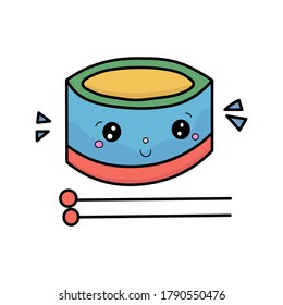 vector illustration of cute drumband mascot graphics, flat cartoon style drumband icon