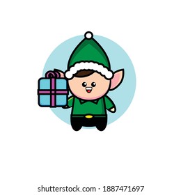 Vector illustration of cute dwarf design with gifts