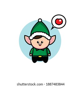 Vector illustration of a cute dwarf in love