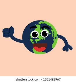 Vector illustration of cute earth cartoon character graphics, facial expressions