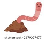 Vector Illustration of a Cute Earthworm
