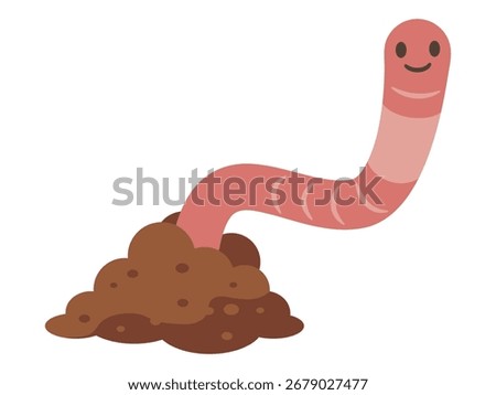 Vector Illustration of a Cute Earthworm