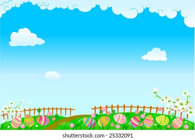 Vector illustration of cute Easter background, Spring time