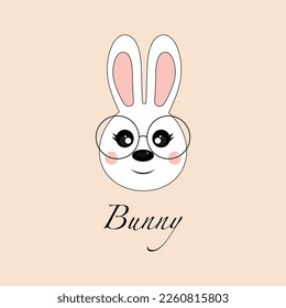 Vector illustration of a cute Easter bunny with glasses.