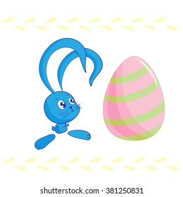 Vector illustration of a cute Easter Bunny and egg