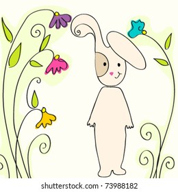 Vector illustration of cute Easter bunny