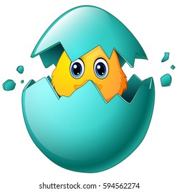 Vector Illustration Of Cute Easter Chicks In Egg Shell