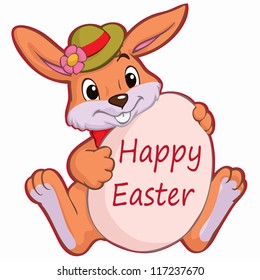 Vector illustration, cute Easter rabbit, cartoon concept, white background.