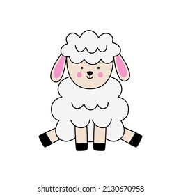 Vector illustration of cute Easter sheep sitting.