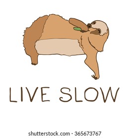 Vector illustration of cute eating sloth