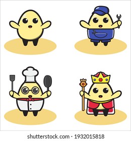 Vector illustration of cute Egg cartoon set. Egg cartoon set. Good for icon, logo, label, sticker, clipart.