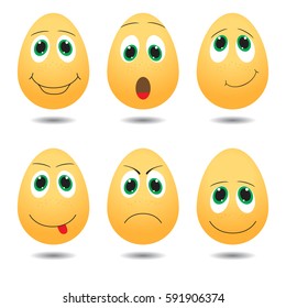 Vector illustration of cute eggs with expressions. Happy Easter day illustration