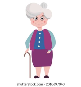Vector illustration of a cute elderly woman on the National Day of grandparents