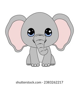 Vector illustration with cute elephant