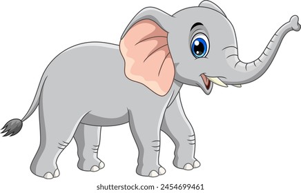 Vector illustration of cute elephant cartoon on white background 